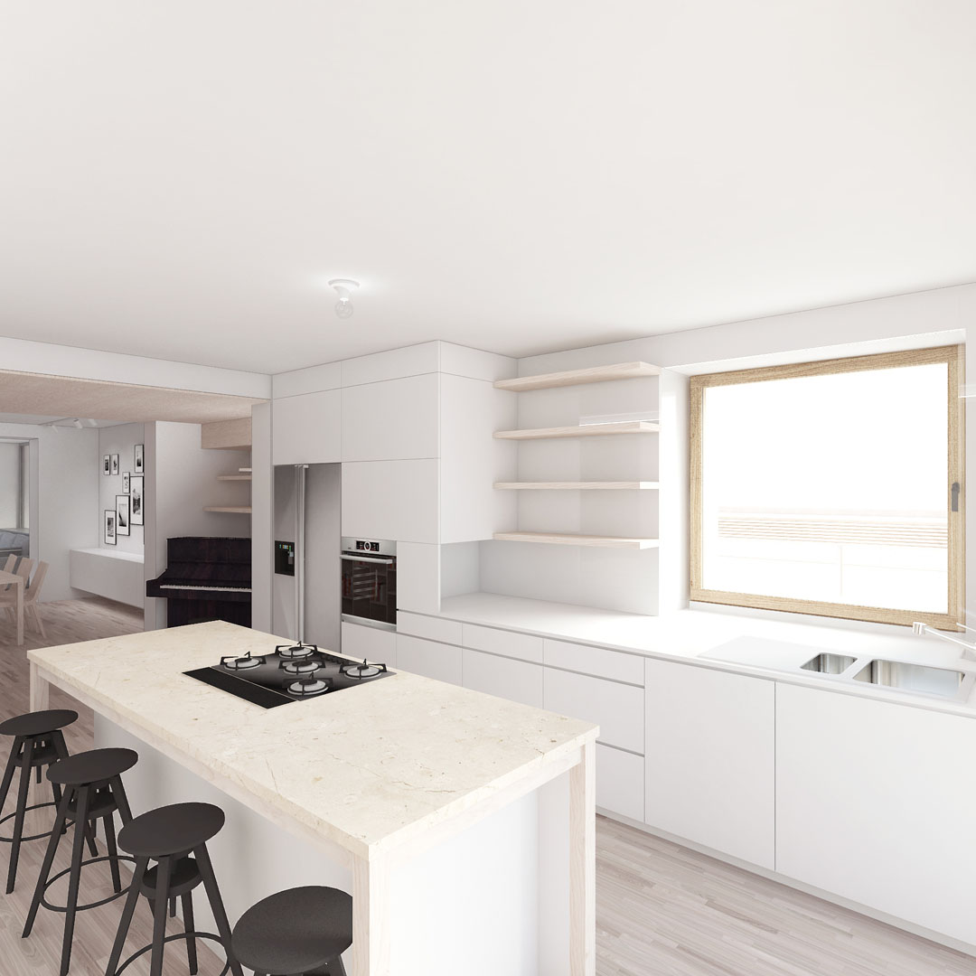 Vizualizace kuchyně ve vile v Pozlovicích