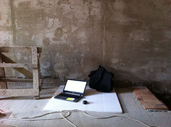 Mobilní kancelář na stavbě búdy ve Vlčnově