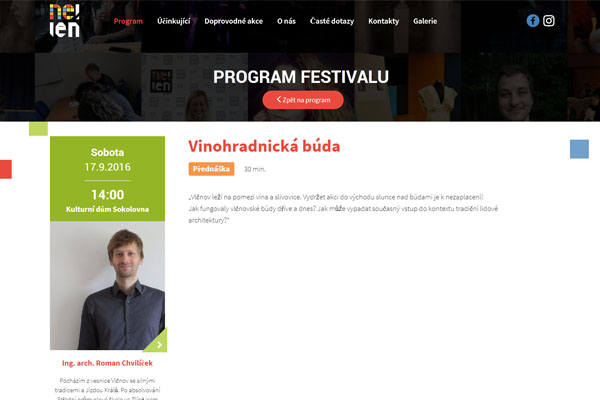 Architekt Roman Chvilíček na festivalu Neleň