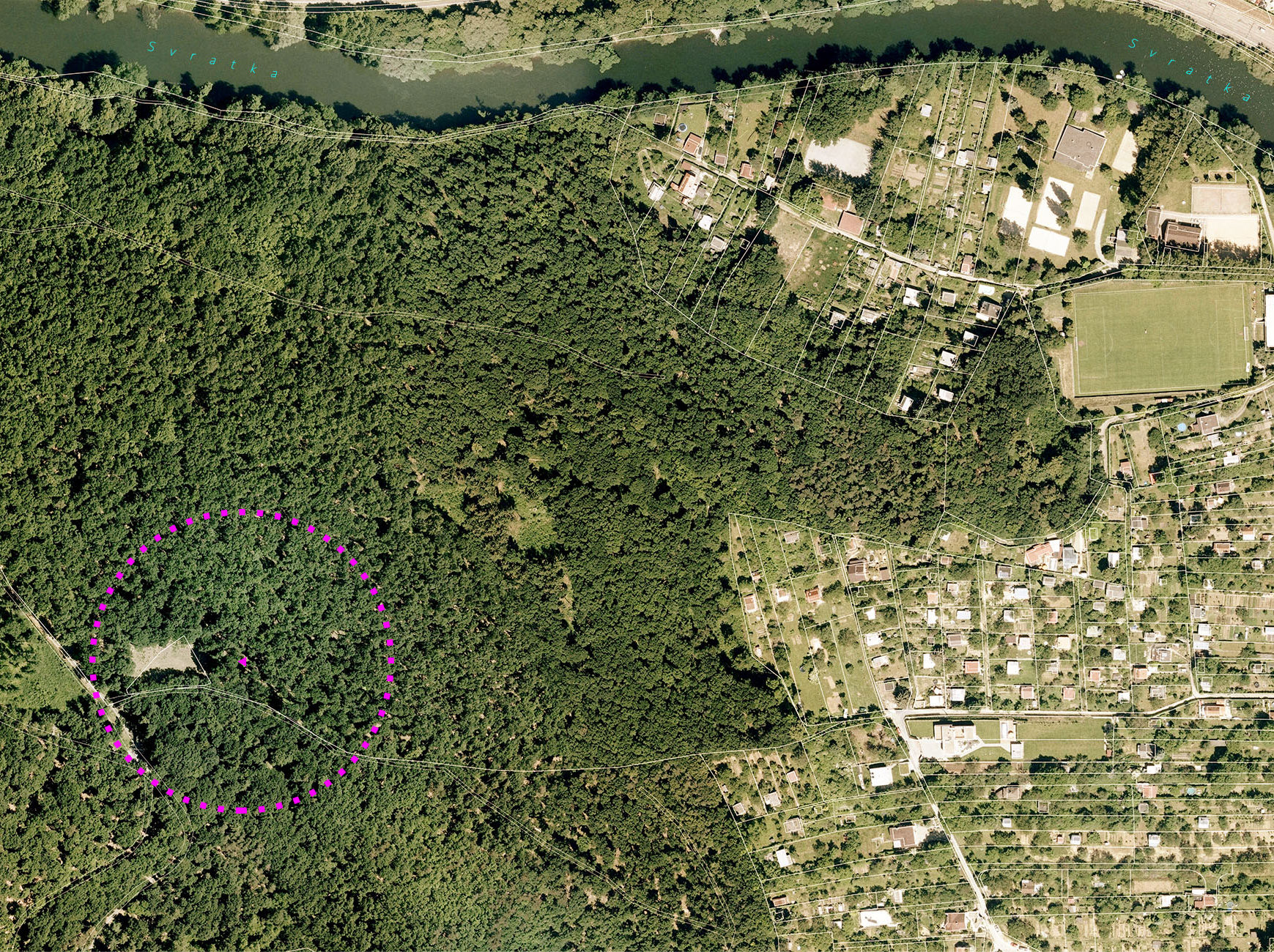 Ortofotomapa pro zákres polohy rozhledny